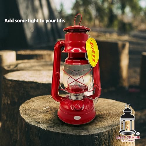 Light of Mine - Dietz #76 Original Red Oil Lantern Bundle Including 6-Pack of 100% Cotton 1/2" Replacement Wick Strips (#76, Red) - style: Red