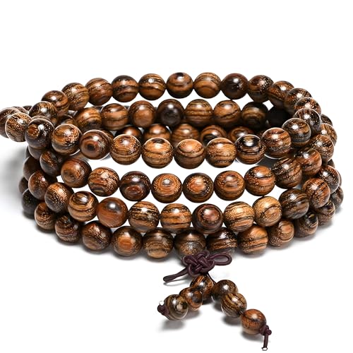 Zen Dear Unisex Natural Tigerwood Mala Beads Buddhist Prayer Bracelet Link Wrist Necklace Chain Beads - style: 6mm 108 beads