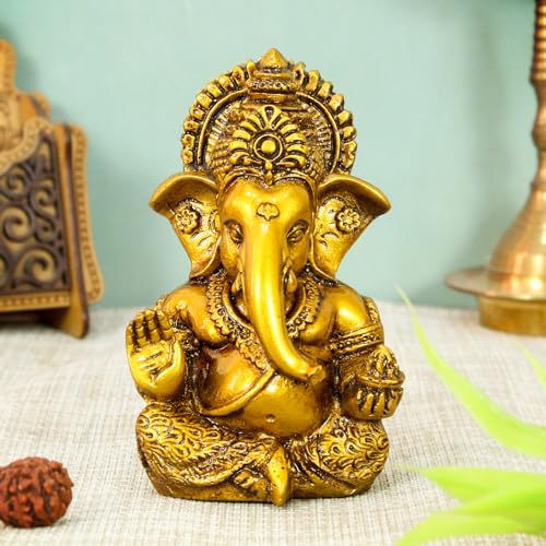 TIED RIBBONS Ganesh Idol for Car Dashboard Resin 3.7 Inch | Ganpati Idol for Car Dashboard, | Ganesha Murti for Home, Office Desk, Mandir Decor, Pooja Decor, Spiritual Gift, Diwali Gift Indian