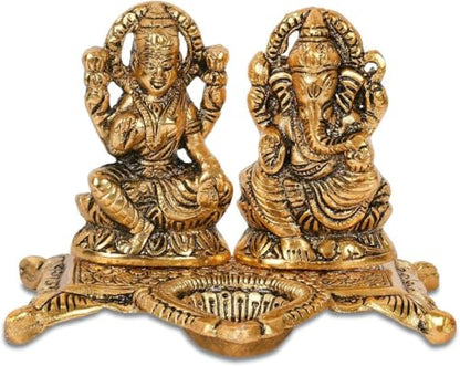 exciting Lives Lakshmi Ganesha Metal Statue Set - Lakshmi Ganesh Murti for Mandir Home, Diwali Gift Idol Murti Set for Hindu Pooja, Gift for Diwali, Festive Gifts, Home Decor