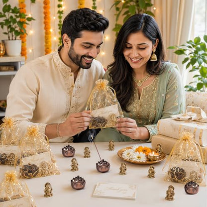 AceOrbit 30 Pack Diwali Party Favors Set, Lotus Incense Ganesha, Elegant - style: Elegant