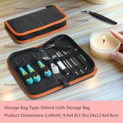 Candle Making Kit for Adults Beginners with Storage Bag, Candle Making Supplies Used for Punching and Inserting Candle Mold Wicks, Candle Making Tools Including Punching Needle with Hook and Large Eye - color: Black, style: 21 PCS