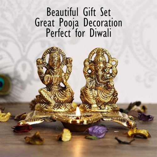 exciting Lives Lakshmi Ganesha Metal Statue Set - Lakshmi Ganesh Murti for Mandir Home, Diwali Gift Idol Murti Set for Hindu Pooja, Gift for Diwali, Festive Gifts, Home Decor