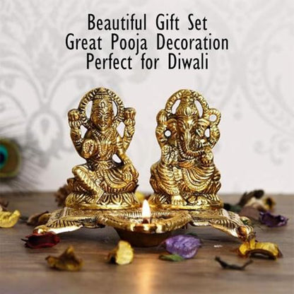 exciting Lives Lakshmi Ganesha Metal Statue Set - Lakshmi Ganesh Murti for Mandir Home, Diwali Gift Idol Murti Set for Hindu Pooja, Gift for Diwali, Festive Gifts, Home Decor