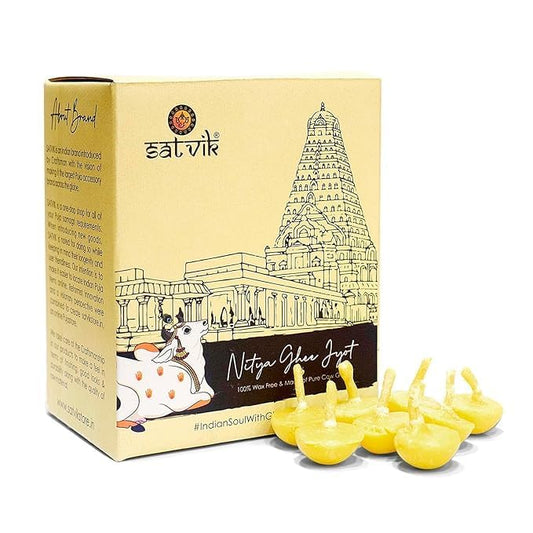 Satvik Pure 30 Pc. Cow Ghee Wicks Readymade Cow Ghee Cotton Wicks Diya/Puja Batti for Your Daily Pujan Essential - size: 30 Pieces