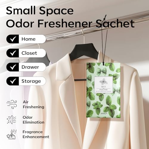 MYARO 20Pcs Peppermint Scented Sachets, Closet Deodorizer Car Air Freshener - color: Mint, size: 20 Packs
