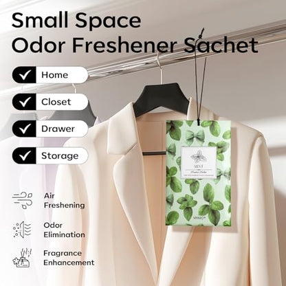 MYARO 20Pcs Peppermint Scented Sachets, Closet Deodorizer Car Air Freshener - color: Mint, size: 20 Packs
