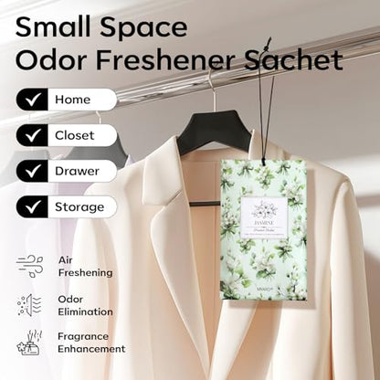 MYARO 20Pcs Jasmine Scented Sachets, Closet Deodorizer Car Air Freshener - color: Jasmine, size: 20 Packs