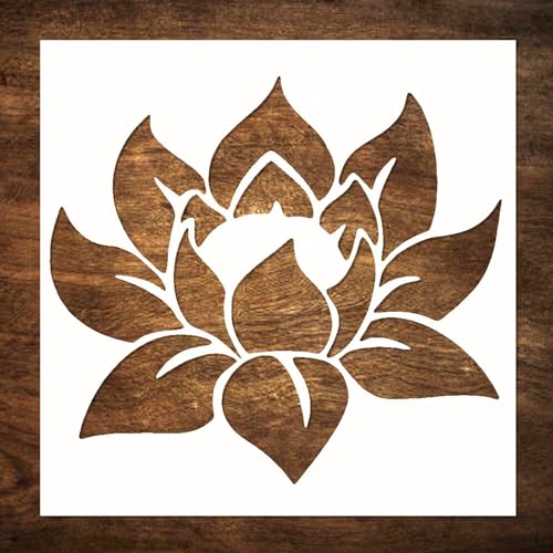 Large 12"x12" Lotus Stencil for Painting on Wood, Canvas, Paper, Fabric, Furniture - Lotus Flower Stencil - Reusable DIY Art and Craft Wall Stencils - Floral Stencils - color: Lotus 12"x12"