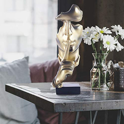 aboxoo Thinker Statue, Silence is Gold Abstract Art Figurine(Gold) - color: Gold, size: Medium