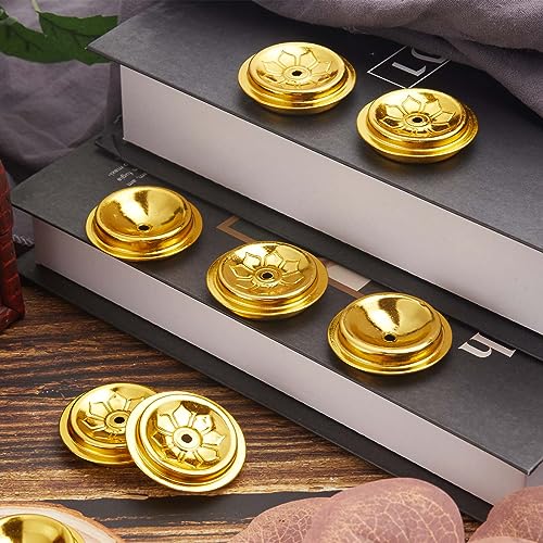 GORGECRAFT 10Pcs Metal Floating Wick Ghee Oil Lamp Disc Holder Candle Float Stand Rack Replacement Table Centerpiece Worship Tealight Wick Centering Devices Buddhist Supplies for Temple Kerosene Fuel
