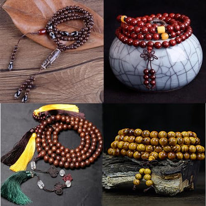 6mm Massive Beads Natural Wooden Round Loose Beads Jewelry Making with Thread 200 PCS(Blood Sandalwood, 6mm) - color: Blood Sandalwood, size: 6mm