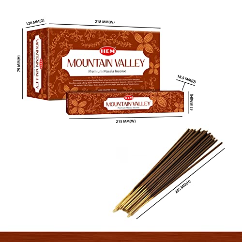 Hem Mountain Valley Masala Incense Sticks | Natural Fragrance of Sandalwood for Positivity | Smudge Healing Incense for Stress Relief & Cleansing | Gift Set - Pack of 12 (15 GMS Each) - size: Mountain Valley