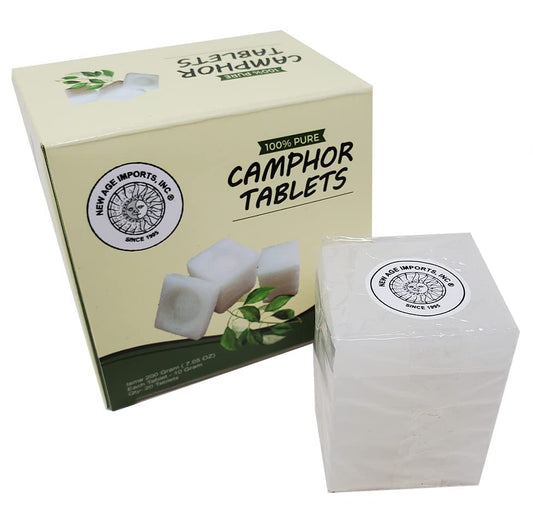 Camphor Tablets | Premium Quality Refined Camphor Blocks 100% Natural for Incense, Aromatherapy, Odor Eliminator, Puja, Alcanfor by New Age Imports, Inc. (200 Grams) - size: 200 grams
