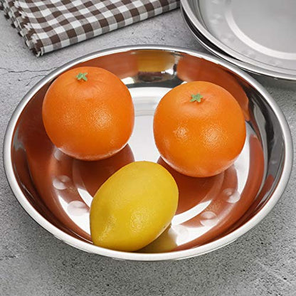 4 Pack Stainless Steel Dinner Plates, 9.45 in Round Camping Dish