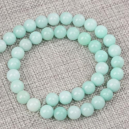 90PCS 8MM Natural Stone Amazonite Chalcedony Loose Beads for Jewelry Making DIY Bracelet Necklace 2 Strands - color: Amazonite Chalcedony, size: 8mm (2 strands)