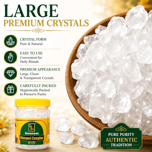 Bhimseni Camphor, Bulk Kapoor Crystals for Pooja, 250g Jar - size: 250GM