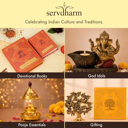 Servdharm Lord Ganesh Idol 3.4" I Brass Statue for Home Decor, Temple, Daily Worship and Gifting I Ganesh Ji Murti for Pooja Rituals Pital Ganpati 3.4 Inches Gold