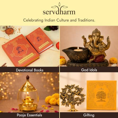 Servdharm Lord Ganesh Idol 3.4" I Brass Statue for Home Decor, Temple, Daily Worship and Gifting I Ganesh Ji Murti for Pooja Rituals Pital Ganpati 3.4 Inches Gold