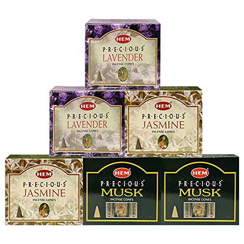 Lavender Jasmine Musk Incense Cones & Holder Bundle Variety Pack from Hem Trumiri Insense Insence - color: Lavender & Jasmine & Musk