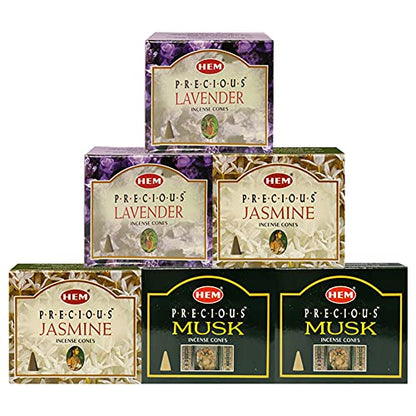 Lavender Jasmine Musk Incense Cones & Holder Bundle Variety Pack from Hem Trumiri Insense Insence - color: Lavender & Jasmine & Musk