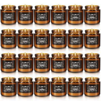 YOROXRG 24 Pcs Scented Candles with Added Natural Essential Oils, 3.05oz, Suitable for Various Festivals, Parties, Yoga, and Home Scene - color: 24P Brown