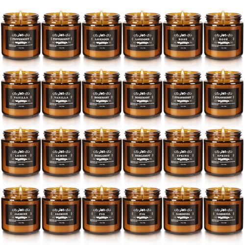 YOROXRG 24 Pcs Scented Candles with Added Natural Essential Oils, 3.05oz, Suitable for Various Festivals, Parties, Yoga, and Home Scene - color: 24P Brown