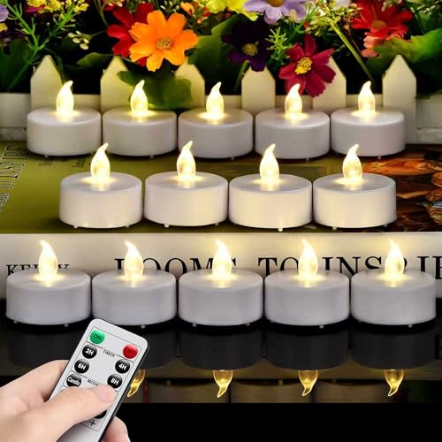 LED Tea Light Flameless Candle with Remote Control WarmWhite 12pcs - color: Remote-warm white, size: 12pack