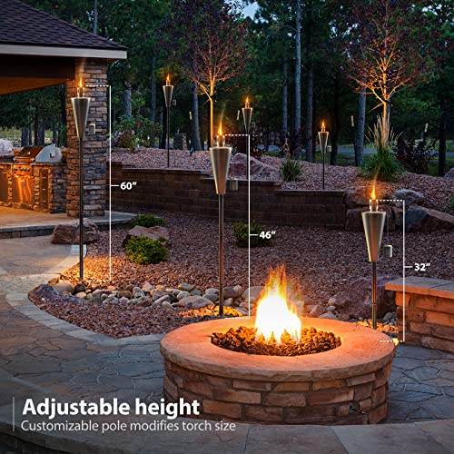 Matney Stainless Steel Outdoor Torches, 5 Ft (4 Pack, Cylinder) - size: 4 Pack, style: Cylinder