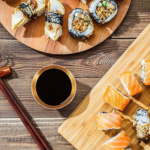 10 Pack 3.3inch Stainless Steel Sauce Dishes Mini Individual Saucers Bowl Round Seasoning Dishes Sushi Dipping Bowl Appetizer Plates, Champagne Gold - color: Champagne Gold x 10