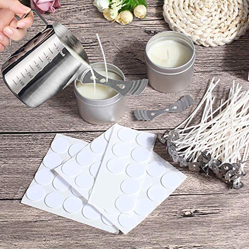 DINGPAI 20pcs Candle Wick Holder & 180 Stickers, Candle Making Supplies - size: 20pcs holders 180pcs stickers