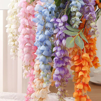 4pcs 47.2in Artificial Fake Wisteria Hanging Flower Garland Silk(champagne) - color: Champagne