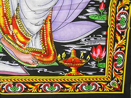 Goddess Saraswati batik sequins Cotton Wall Hanging yoga Painting : Size 43"x30" Inches - color: Saraswati