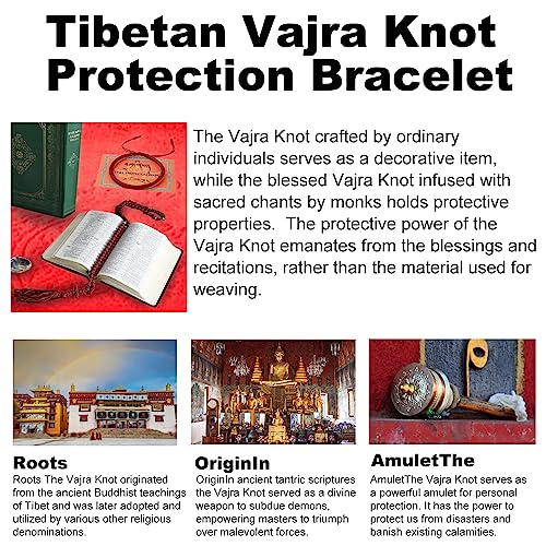 Authentic blessed Tibetan monks handmade Dorje Knot protection bracelet for women and men with a talisman - color: K-Mixed silver red