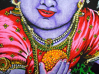 Ladoo Gopal Cotton sequin sitara batik Wall Hanging Painting : Size 43"x30" Inches - color: Laddoo Gopal - Bal Krishna