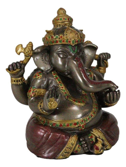 Ebros Gift Eastern Enlightenment Meditating Hindu God Ganesha Altar Decor Figurine Ganesh Ganapati Hinduism Statue Remover of Obstacles As Spiritual Sculpture in Bronze Color Finish