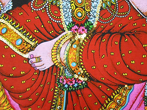 Goddess Gayatri sequins Cotton Batik Wall Hanging Painting : Size 43"x30" Inches - color: Gayatri