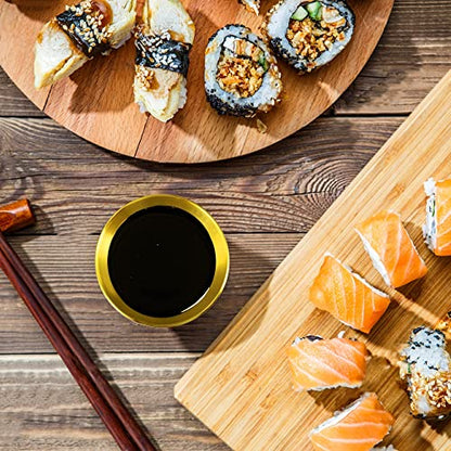10 Pack 3.3inch Stainless Steel Sauce Dishes Mini Individual Saucers Bowl Round Seasoning Dishes Sushi Dipping Bowl Appetizer Plates, Golden - color: Golden x 10