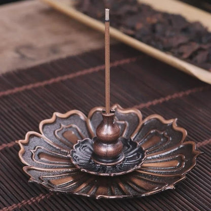 1 PC Incense Burner Lotus Shape Metal Burner Holder Incense Plate Stick Cone Incense Aromatherapy Craft (Green) - color: Green
