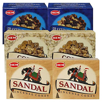 Sandalo Copal Incense Cones & Holder Bundle Variety Pack from Hem Trumiri Insense Inscents Insencents Insence - color: Sandalo & Copal