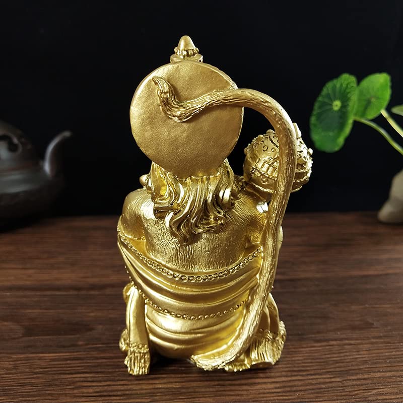Golden Hanuman Statue - Hindu Monkey God Sculpture Buddha Statues Figurine - color: Gold
