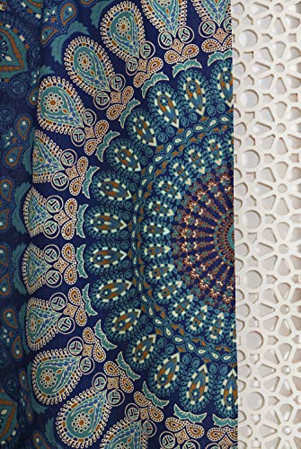 Popular Handicrafts Indian Hippie Bohemian Beautiful Elephant Mandala Curtain Panels Blue Tarquiose - color: Blue Tarquiose, size: 25"W x 74"L (Pack of 2)