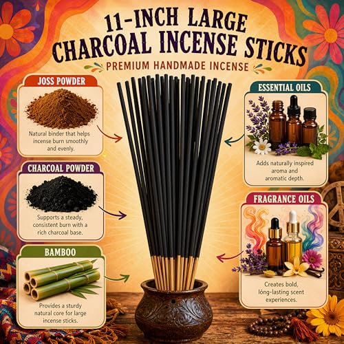 Blue Nile Exotic Incense Sticks 11 Inch - Bulk 1 Bundle 45 to 50 Sticks - Natural 11" Long Lasting Aroma that Burns for 45 to 60 Minutes.