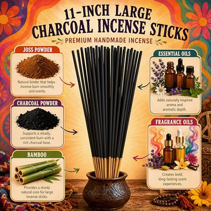 Blue Nile Exotic Incense Sticks 11 Inch - Bulk 1 Bundle 45 to 50 Sticks - Natural 11" Long Lasting Aroma that Burns for 45 to 60 Minutes.