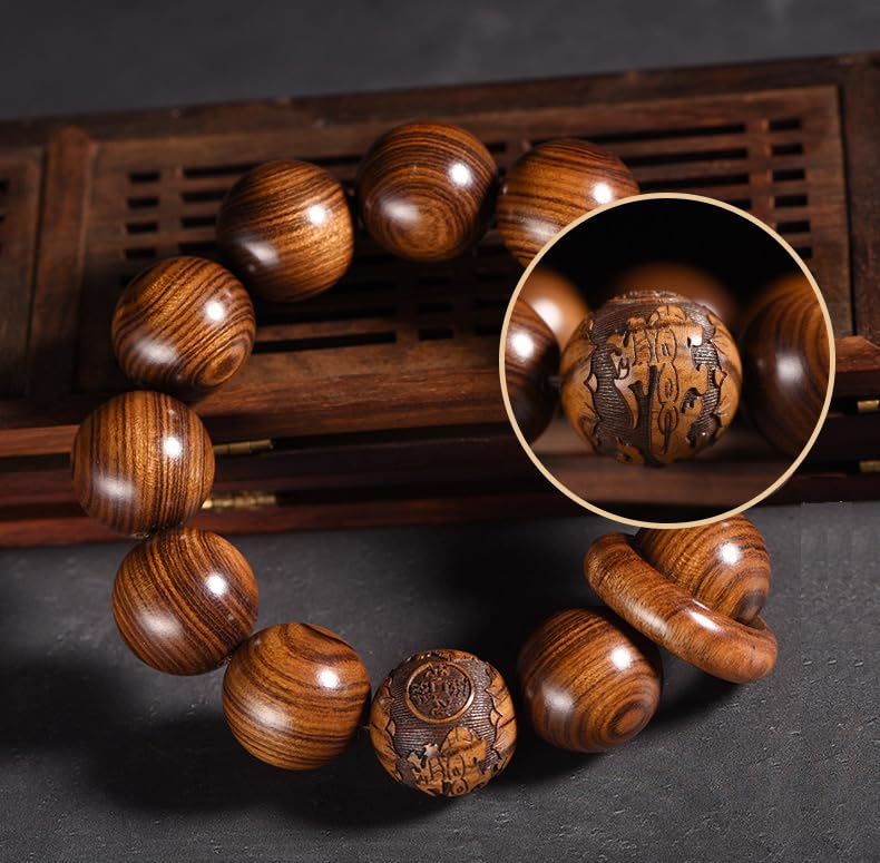 Prayer Bead bracelet Mala Beaded Bracelets for Men Women 12/15MM … - color: 20mm 12 Beads Black Rosewood with Circular Ring