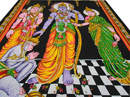 Ram Darbar religious batik Cotton Wall Hanging Painting : Size 43"x30" Inches - color: Ram Darbar