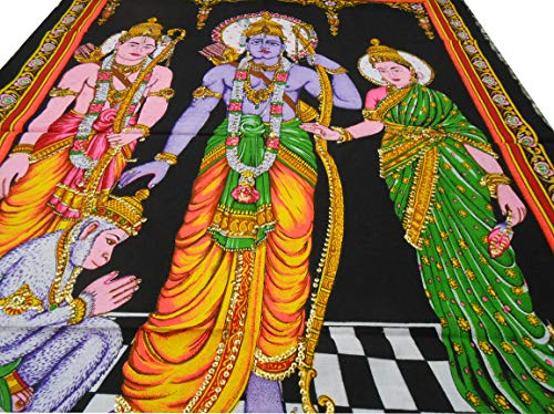Ram Darbar religious batik Cotton Wall Hanging Painting : Size 43"x30" Inches - color: Ram Darbar