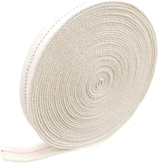 3/8" Inch Lamp Wick or Lantern Wick -Flat Cotton Oil Wicks for Hurricane Lamp or Kerosene Based Lanterns and Candle Burners，Red Stitch 50ft（15m）/ Roll - size: 3/8"-50feet(15m)
