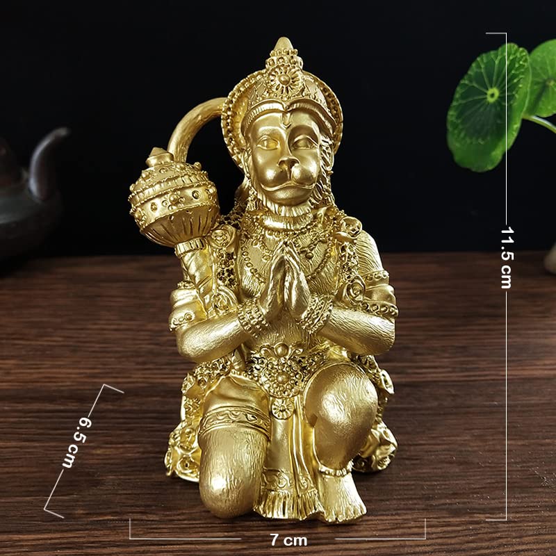 Golden Hanuman Statue - Hindu Monkey God Sculpture Buddha Statues Figurine - color: Gold