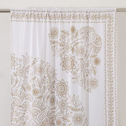 Popular Handicrafts Indian Hippie Mandala Bohemian Beautiful Sketch Window Drapery Curtain Bedroom Living Room Balcony Valance Panels White Gold